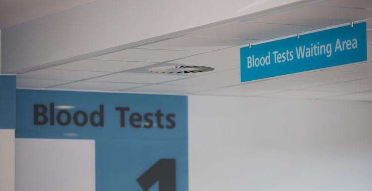 Hospital sign for blood tests