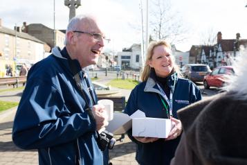 Volunteers talking